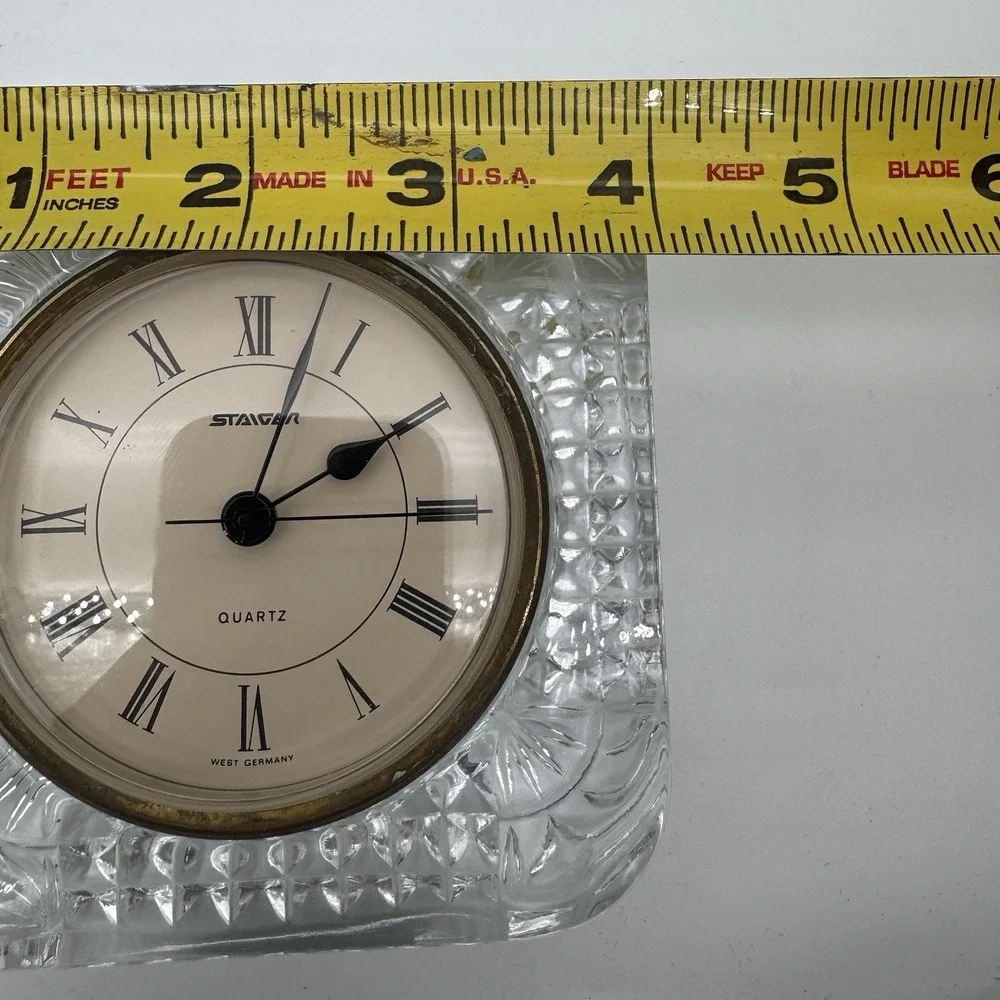 STAIGER Mantel Clock Quartz Lead Crystal Vintage 4